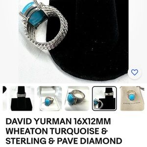 David Yurman women’s silver and turquoise Wheaton ring size 8.